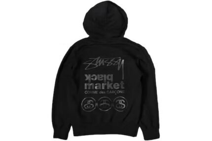 CDG Black Market x Stussy Hoodie Black