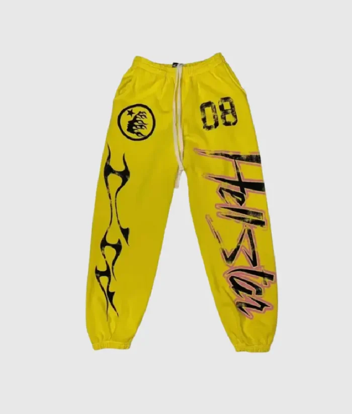 Hellstar-Flame-Flare-Sweatpants-Yellow-4