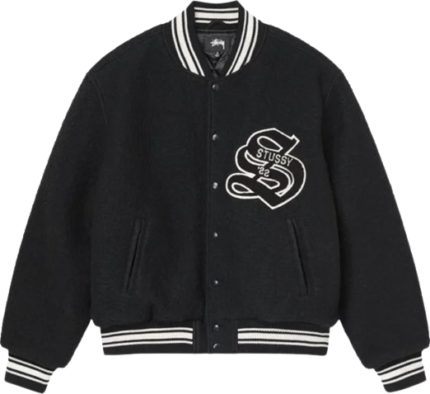 Stussy Black Aesthetic Varsity Jacket